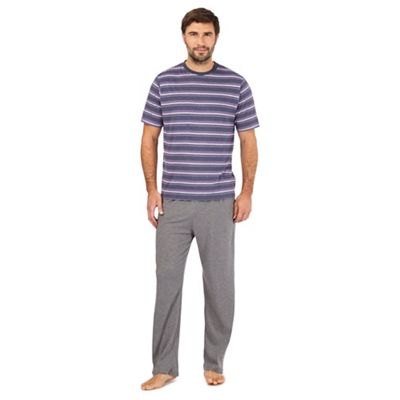 Maine New England Purple striped pyjama t-shirt and grey bottoms set